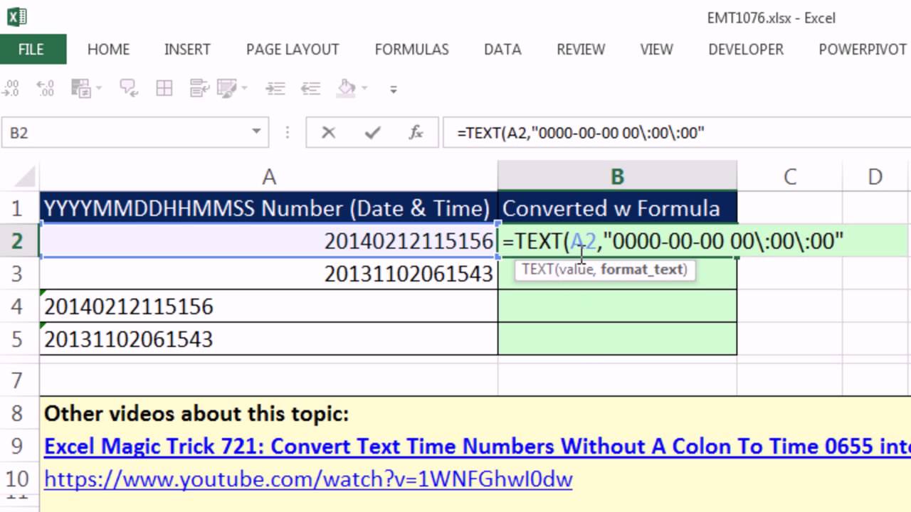 date format conversion in excel